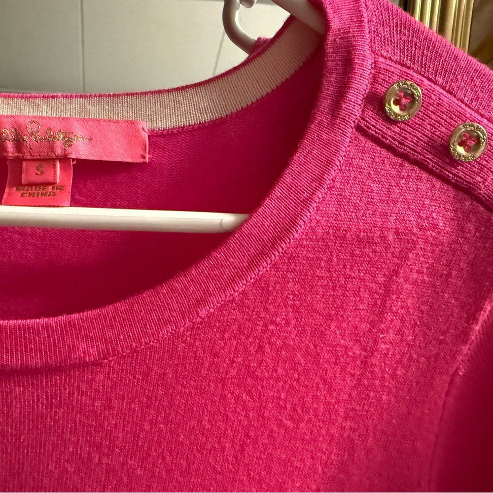 Lilly Pulitzer Pink Sweater with Gold Accents